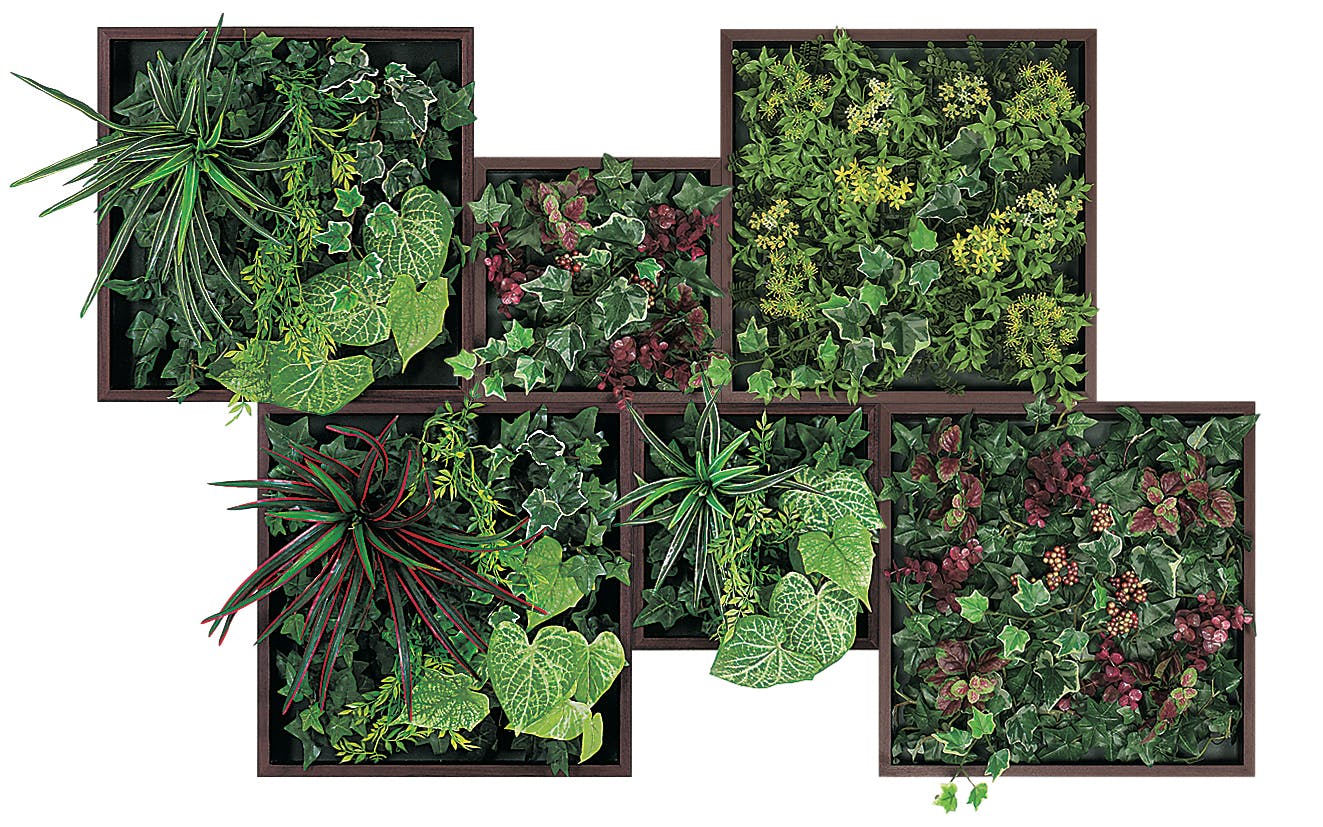 連接グリーン GM1760 6連｜フェイクグリーン 壁面緑化 BOX型 セピア