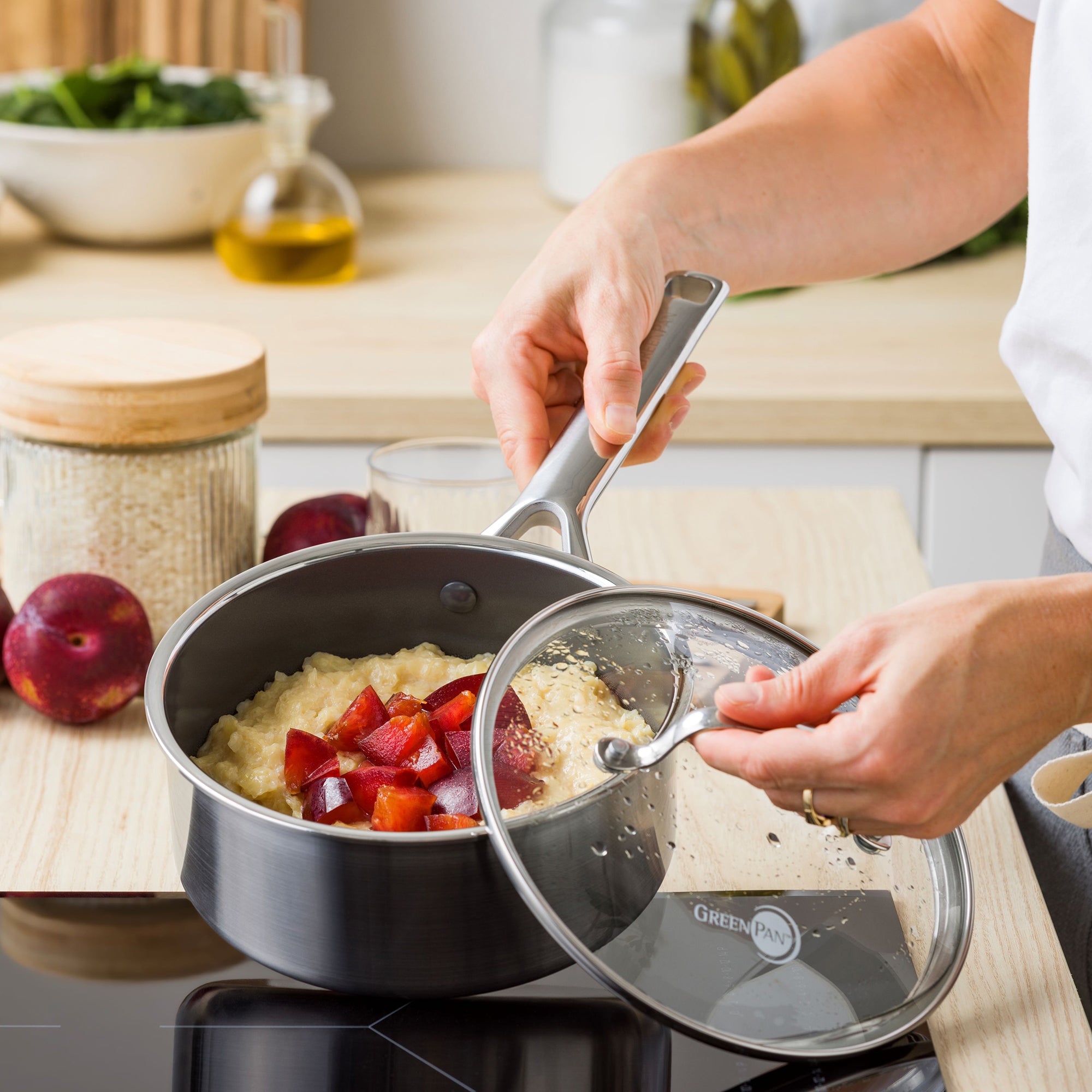 新商品】エーペックス ソースパン 18cm ガラス蓋付き – グリーンパン