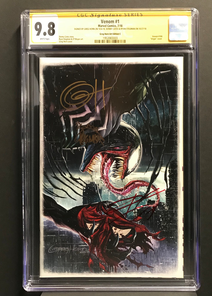 Venom # 1 Greg Horn Art CGC 9.8 Signature Series Triple Signed Set!