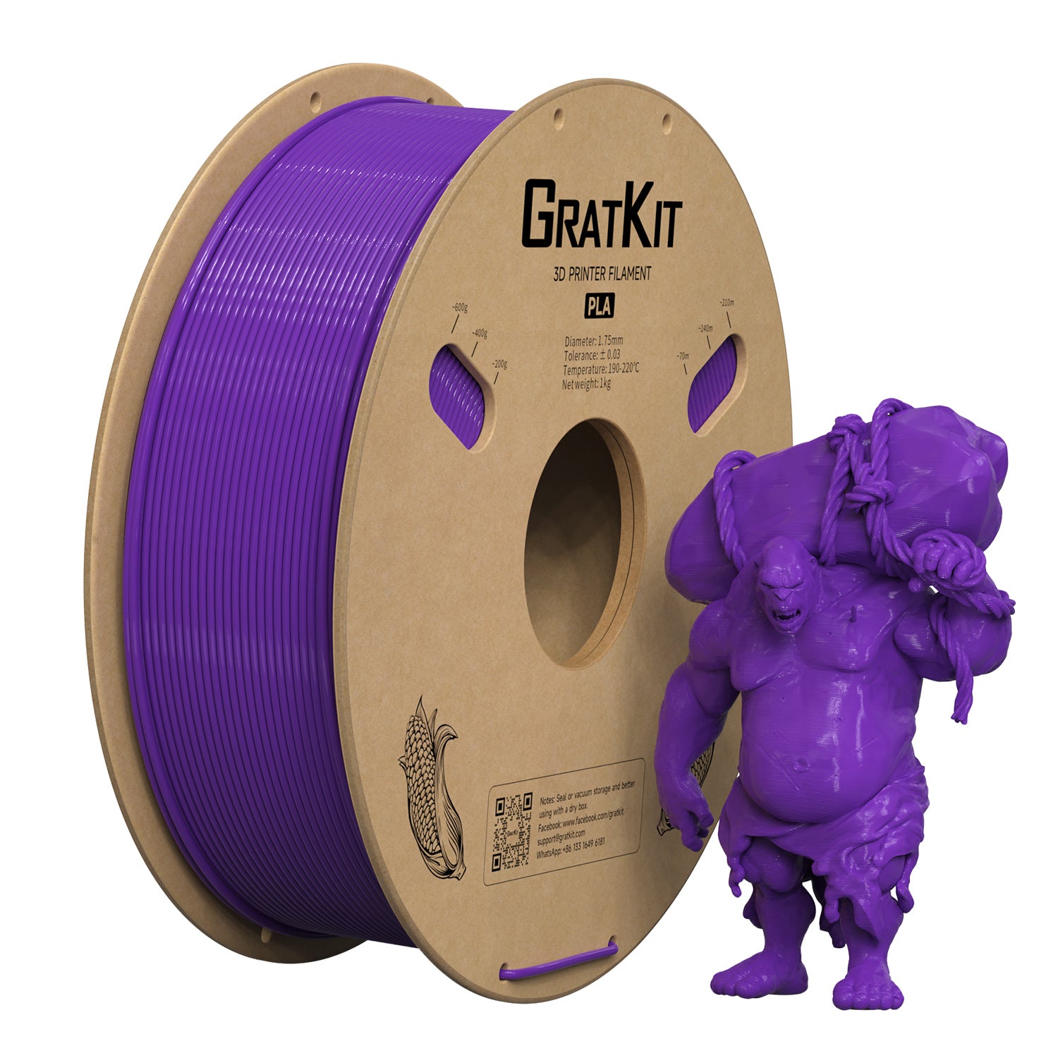 GratKit PLA 3D Printing Filament 1.75mm Basic PLA 1KG