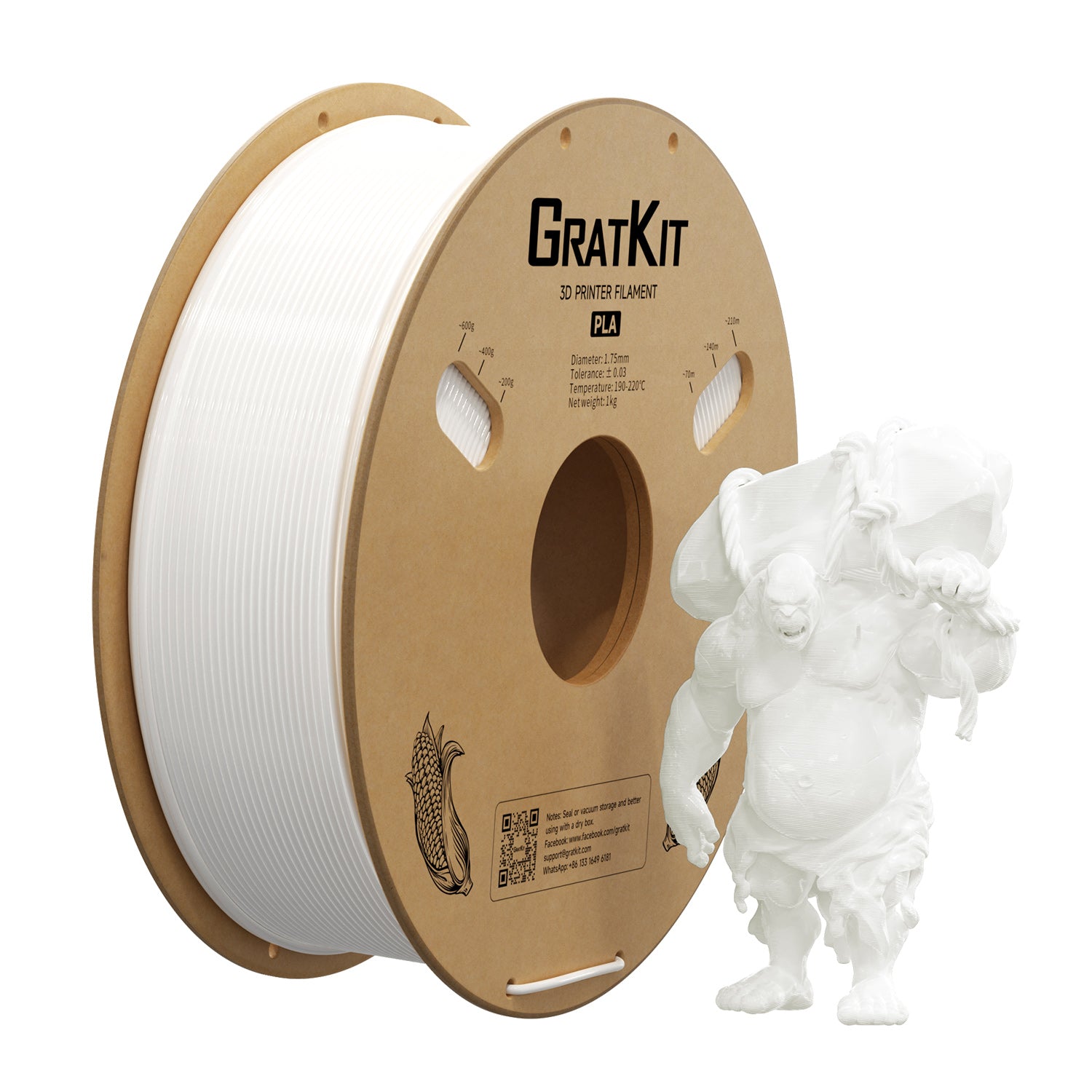 GratKit PLA 3D Printing Filament 1.75mm Basic PLA 1KG