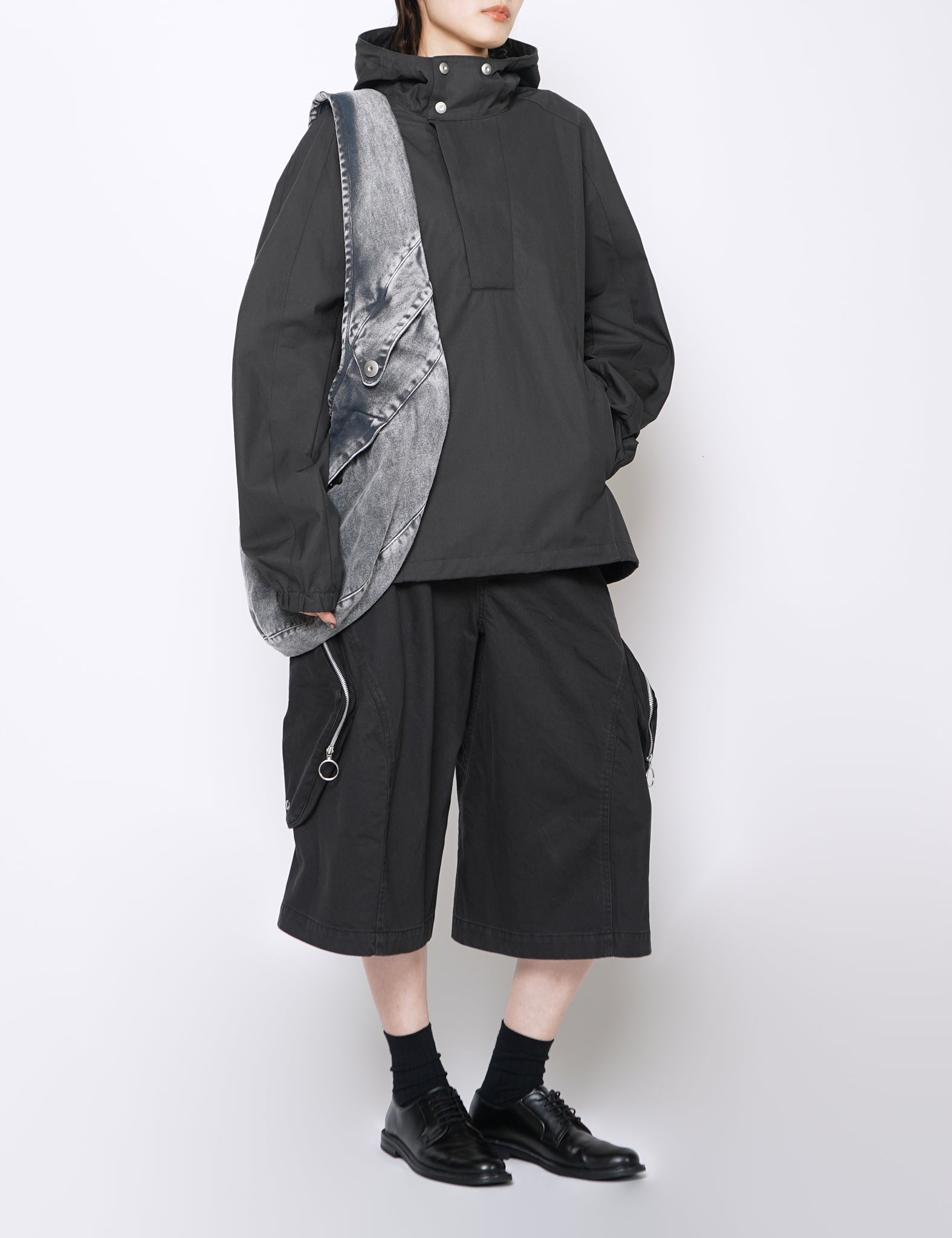 OMAR AFRIDI CHARCOAL COTTON GABARDINE AIDOS PARKA