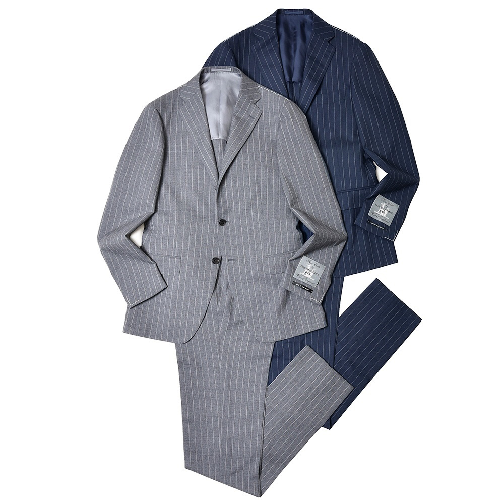 guji（グジ）ウールフレスコチョークストライプ3B1プリーツスーツ(MADE