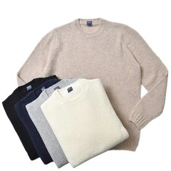 FEDELI（フェデーリ）ウールカシミアナイロンブークレソリッドクルー