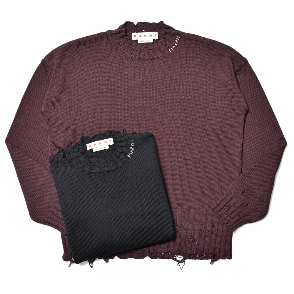 SALE】MARNI（マルニ）コットンダメージクルーネックニット GCMG0210A0