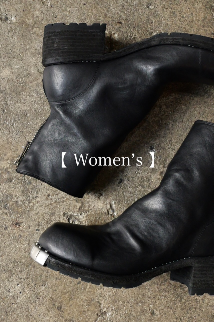 No 788. Back Zip Mid Boots Horse Full Grain. BLKT(Black). GUIDI