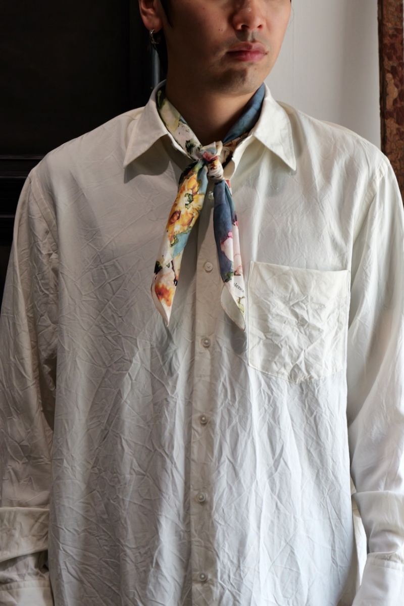 Scarf002. Scarf Loan Cloth Silk Cotton. Blue Print. Collection 002