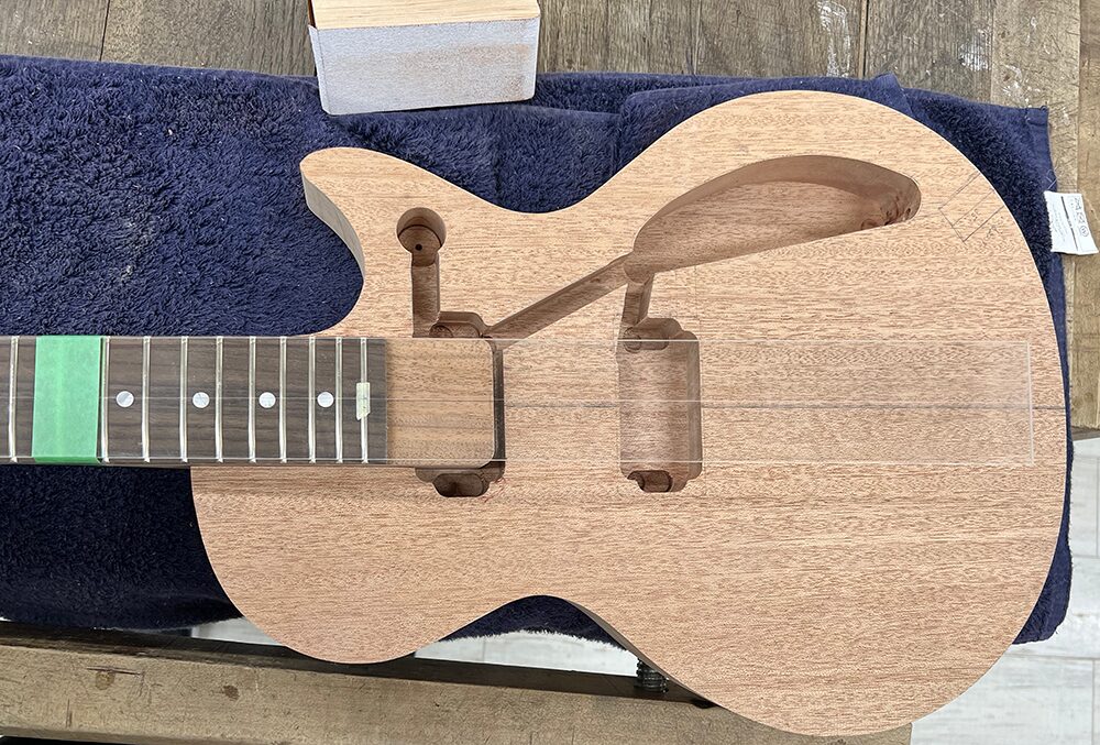 3作目】ネックジョイント加工、ボディ外周の整形#150：ギタークラフト