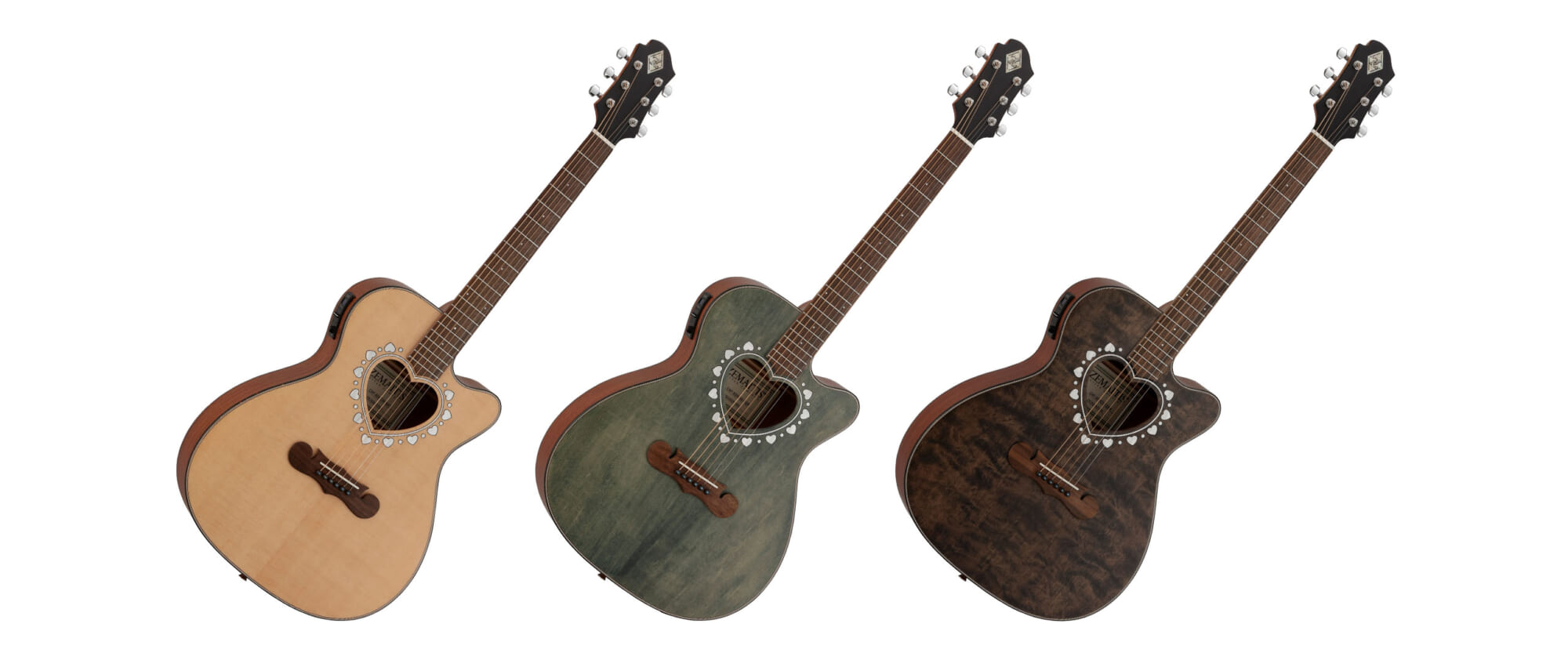 ハート型サウンドホールとカッタウェイを持つゼマイティスの新エレアコ