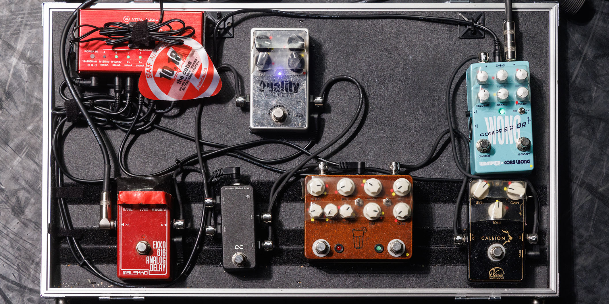 the cabsの再結成ツアーで高橋國光が使用したペダルボードを本人が解説