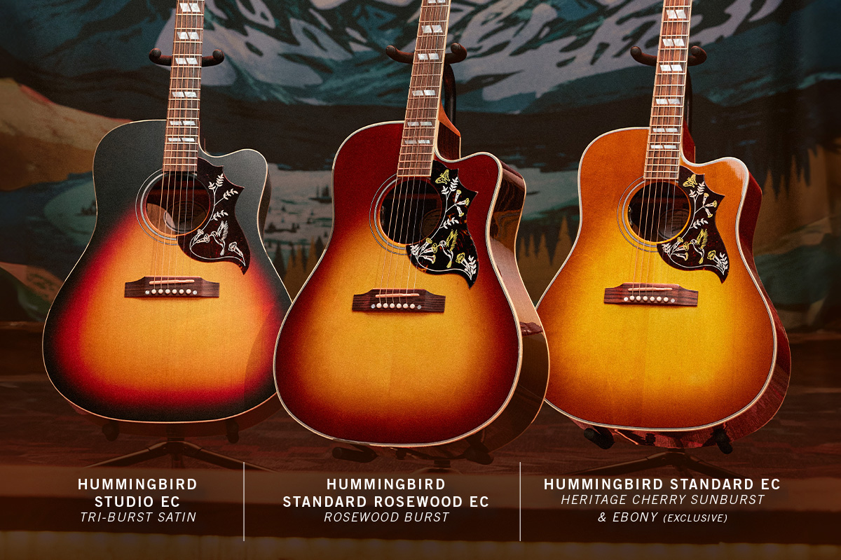 GibsonよりHummingbirdの最新カッタウェイモデル3機種が登場