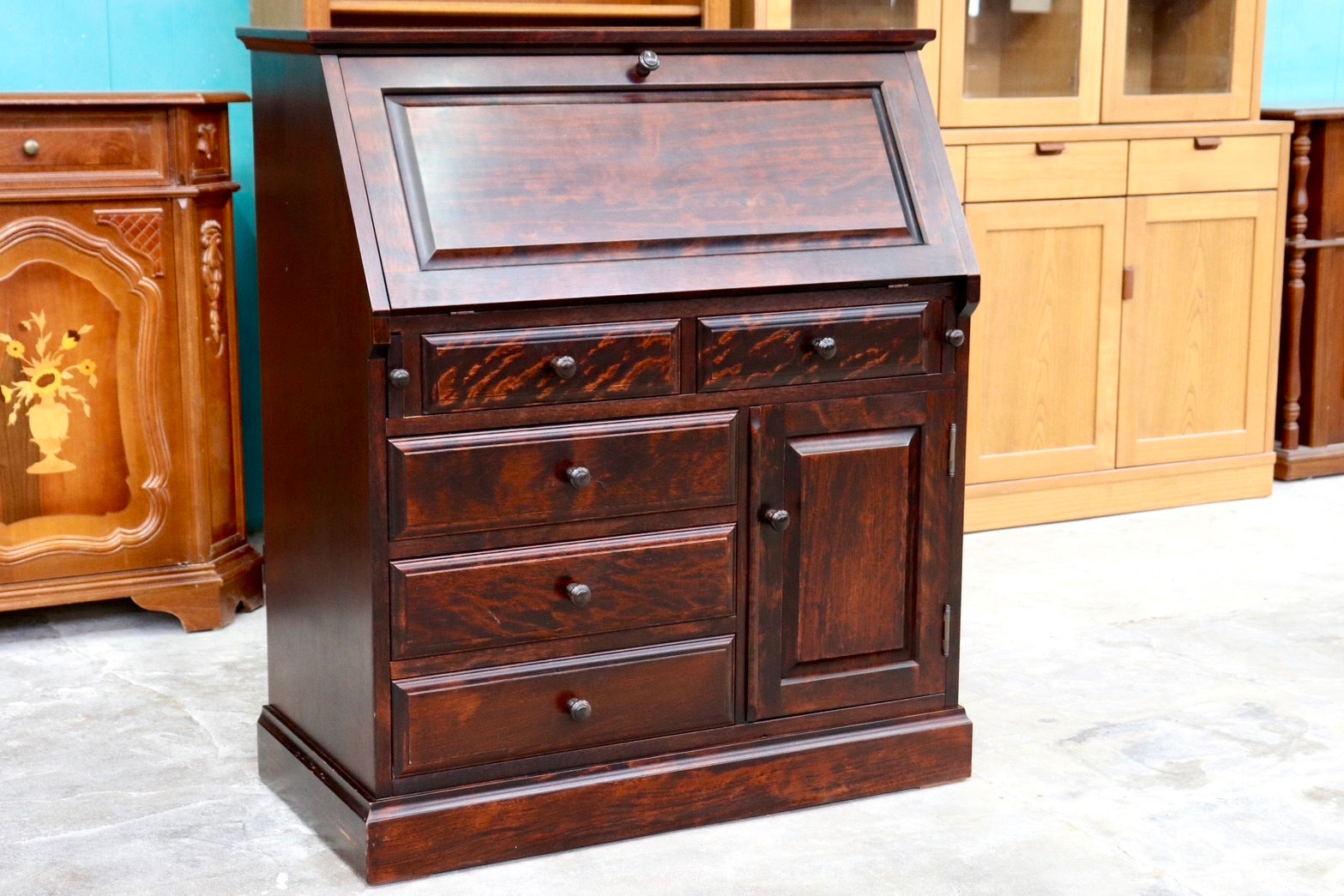 GMHS586○勇峰工芸 ふらの ライティングビューロー デスク 学習机 書斎