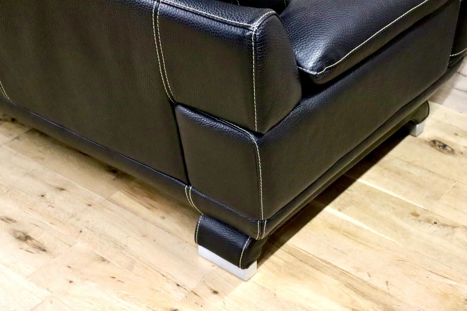 GMGK466○IDC大塚家具 L/S LUXE-01 3人掛けソファ トリプルソファ 黒