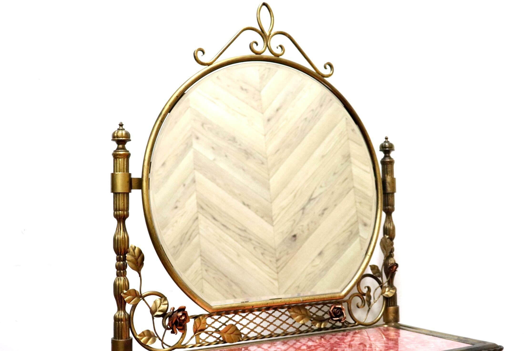 GMHN122○イタリア製 アンティーク アイアンフレーム ドレッサー 鏡台