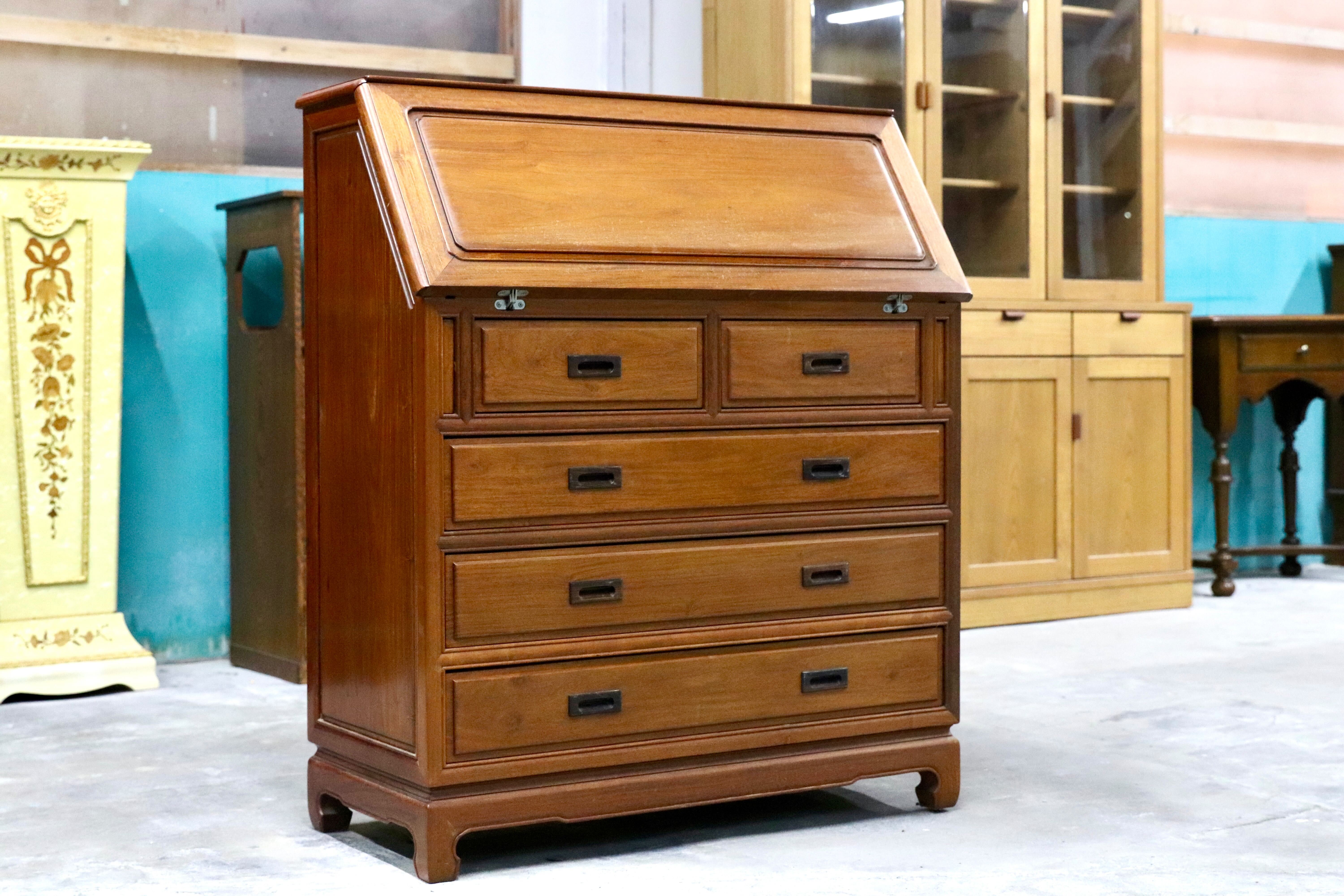 GMIH72○中国美術 唐木家具 ライティングビューロー デスク 学習机