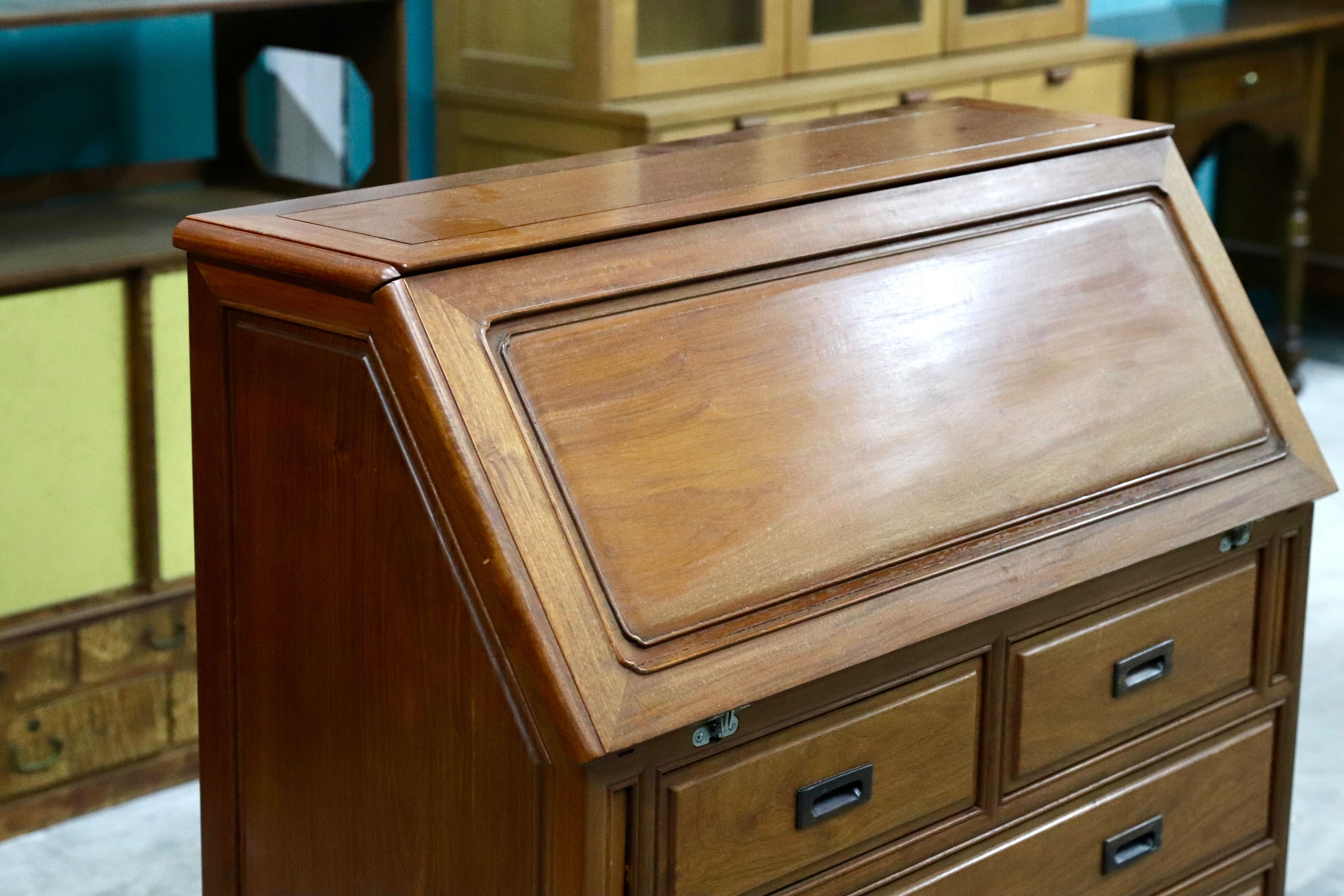 GMIH72○中国美術 唐木家具 ライティングビューロー デスク 学習机