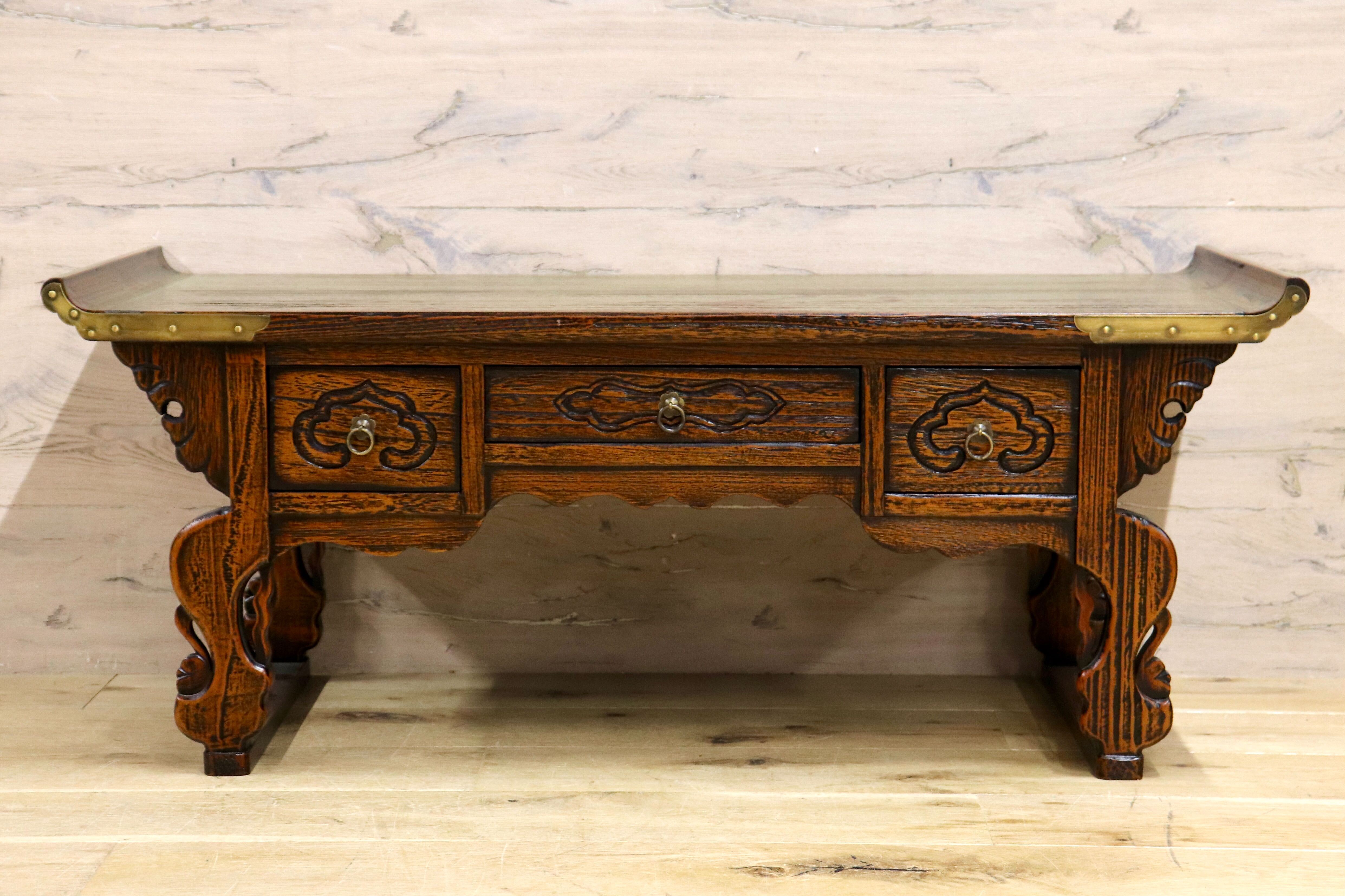 GMIS39B○李朝家具 机 文机 ライティングデスク 飾り台 引き出し