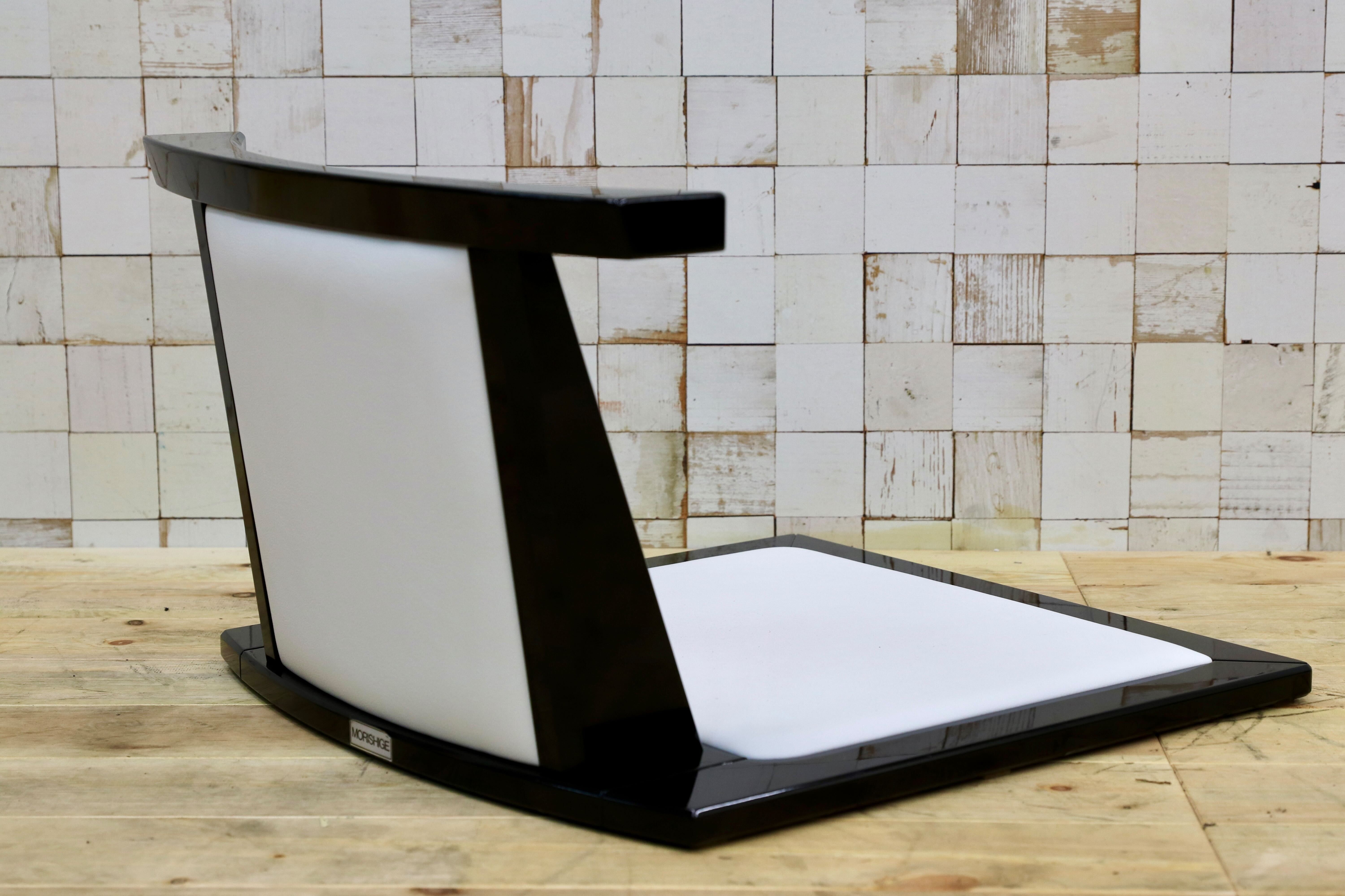 GMHO35○モリシゲ / MORISHIGE 水葉 座椅子 白 合皮 レザー 低座椅