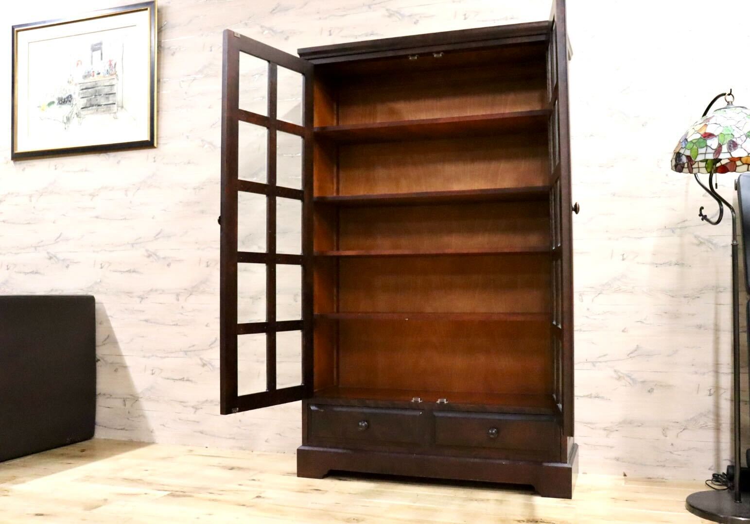 GMHS192○北海道民芸家具 本棚 書棚 ブックシェルフ 飾り棚 書庫 樺材