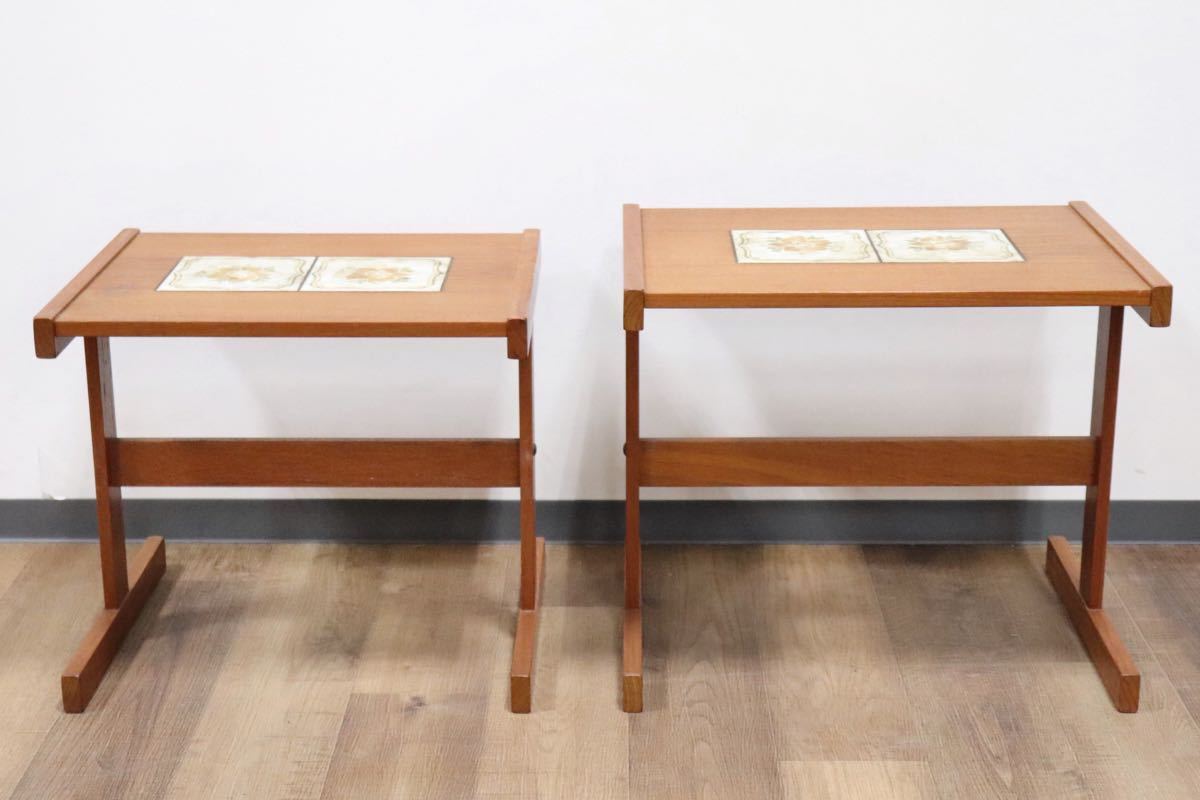 GMGH118○北欧ヴィンテージ ネストテーブル サイドテーブル チーク材