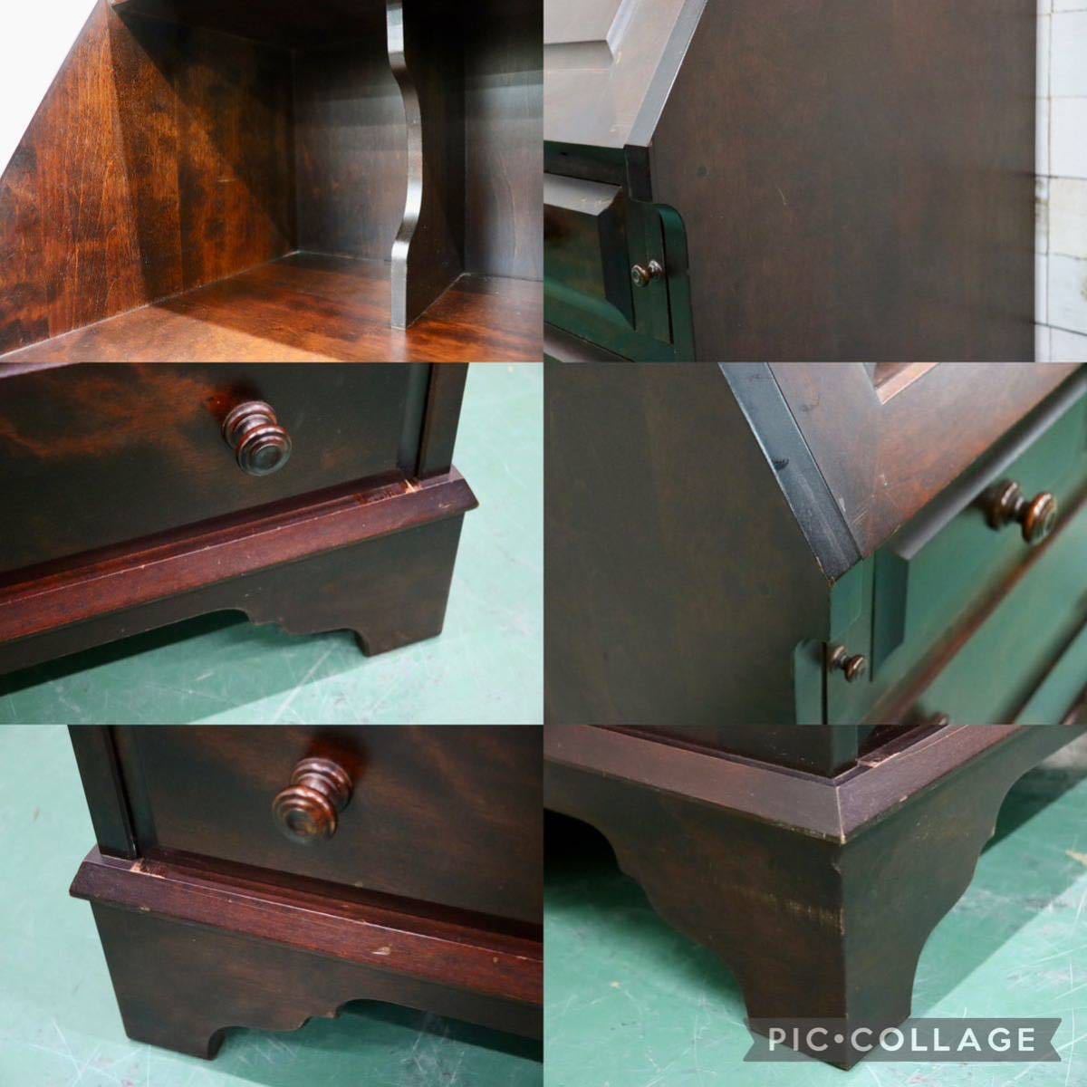 GMFH287○北海道民芸家具 ライティングビューロー 本棚 書棚 飾り棚