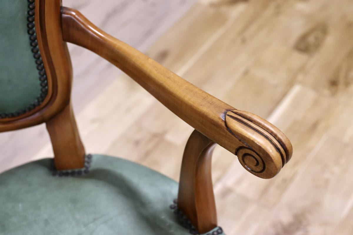 GMFH267○イタリア製 本革 デスクチェア 椅子 回転チェア 書斎