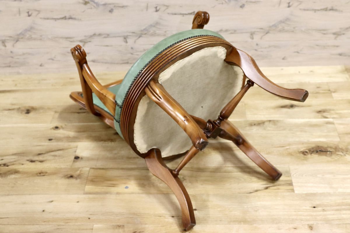 GMFH267○イタリア製 本革 デスクチェア 椅子 回転チェア 書斎