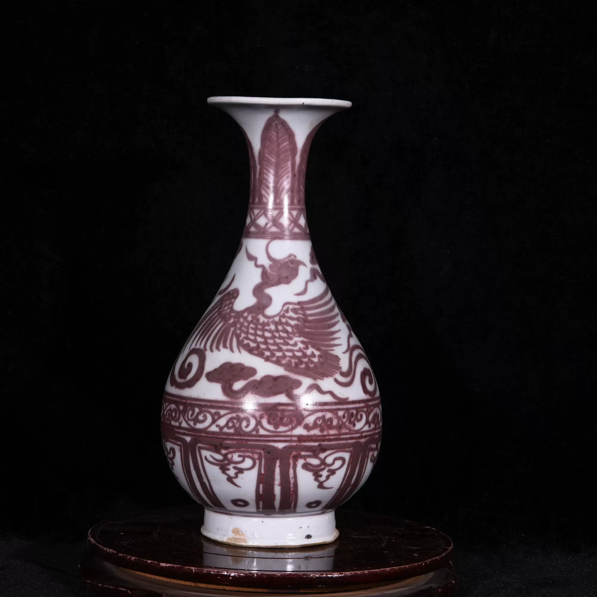 中国古美術 明洪武 青花釉裏紅麒麟紋梅瓶 青花磁 壺 唐物 時代物 古