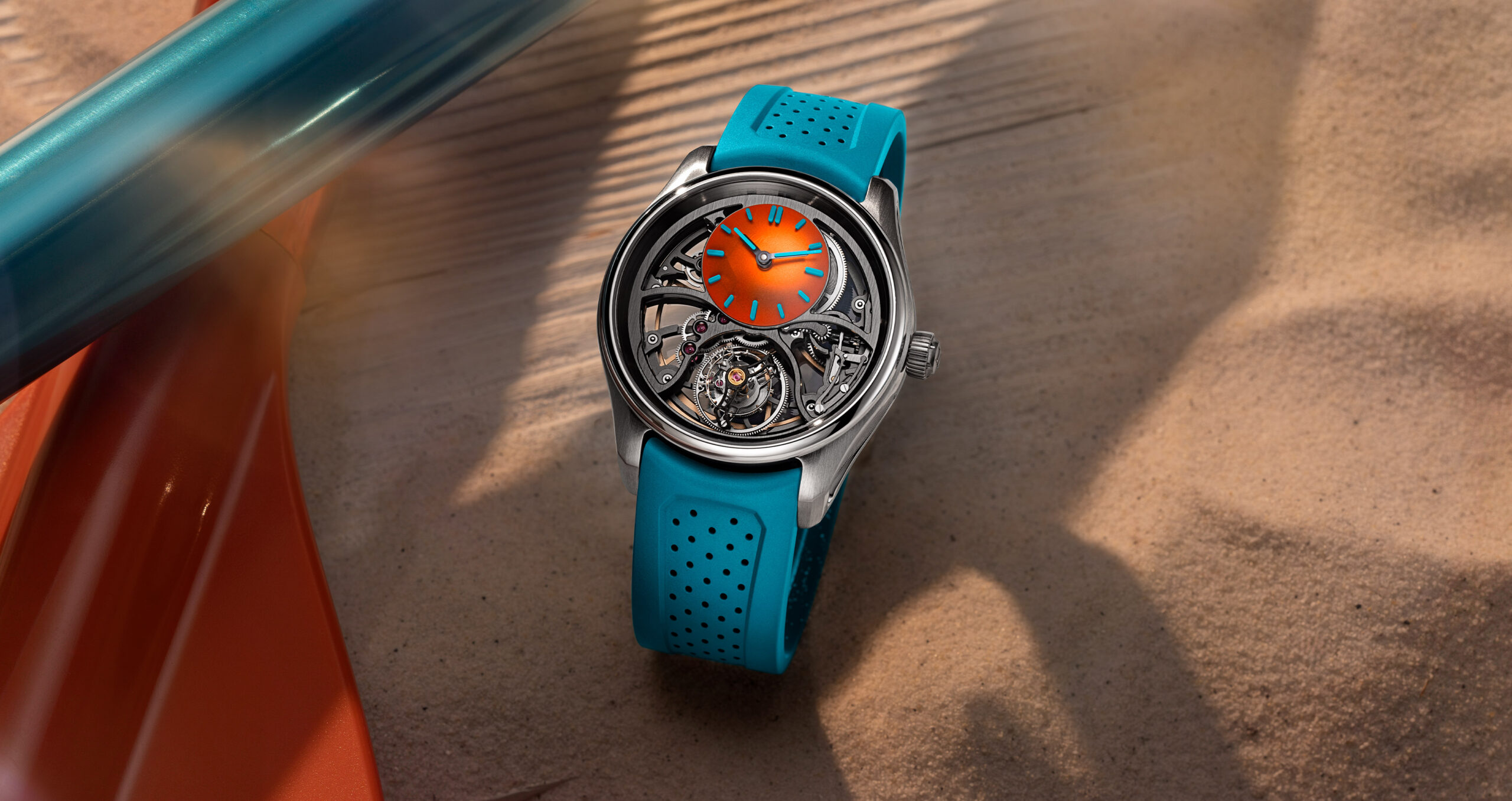 Pioneer Cylindrical Tourbillon Skeleton Spiced Aqua - H. Moser & Cie.