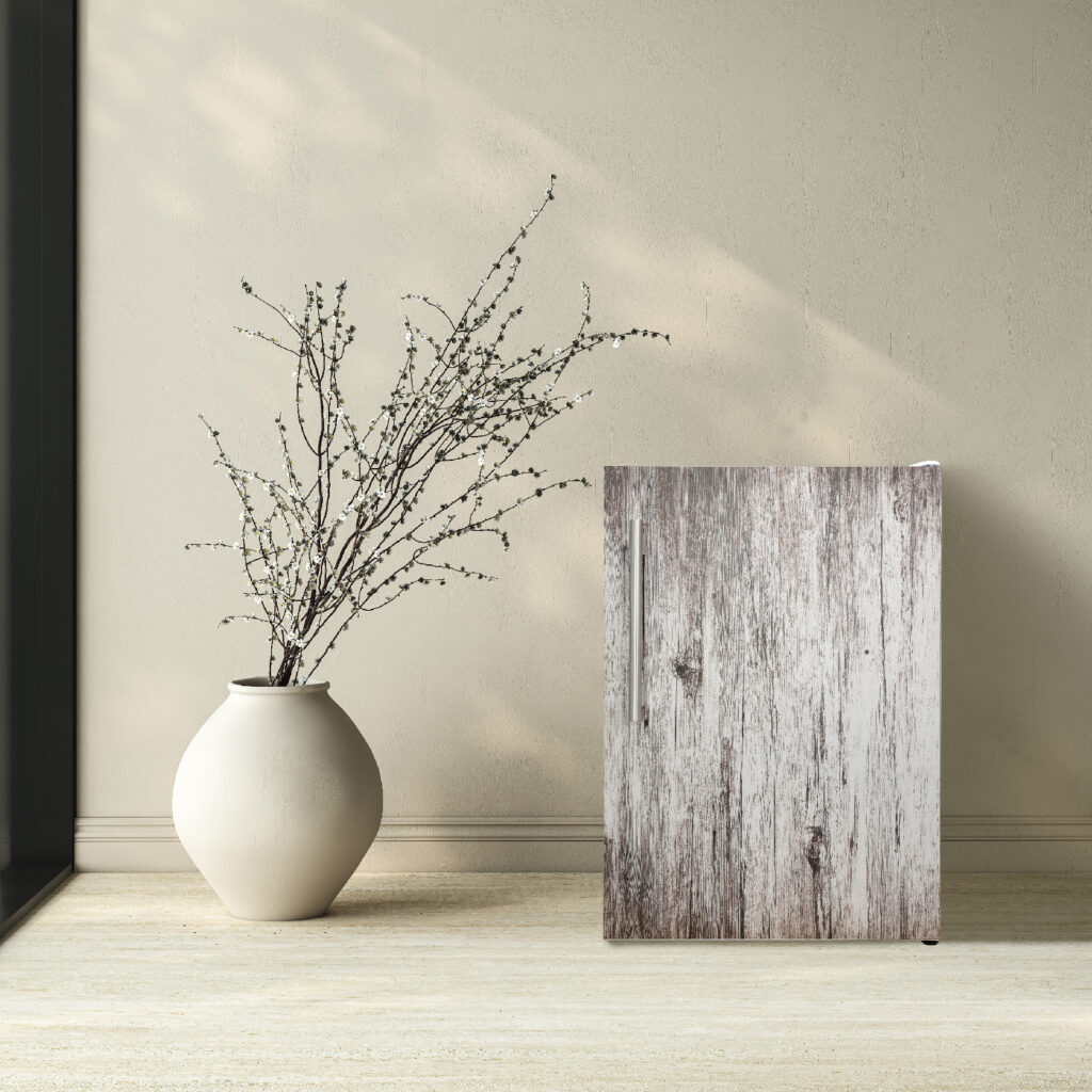 122L 直冷式 ワンドア冷蔵庫 グレーウッドxマットホワイト - Hanx株式会社