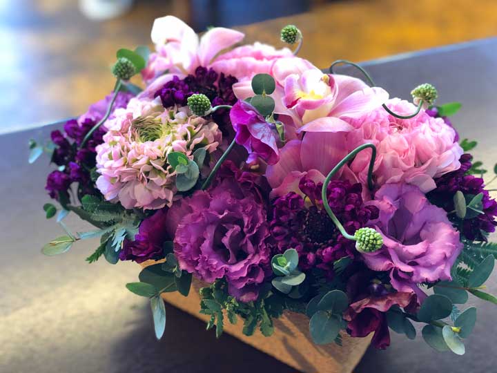 おまかせ☆ アーティフィシャルフラワー＊アレンジメント ピンク紫