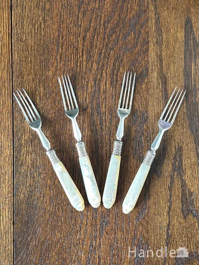 イギリスから届いたマザーオブパールのカトラリー、アンティークの