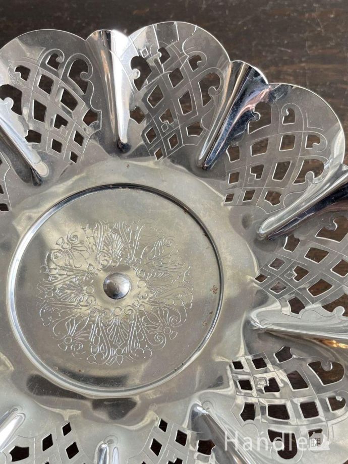 英国輸入の透かし彫りが美しいアンティーク銀雑貨、シルバーコンポート