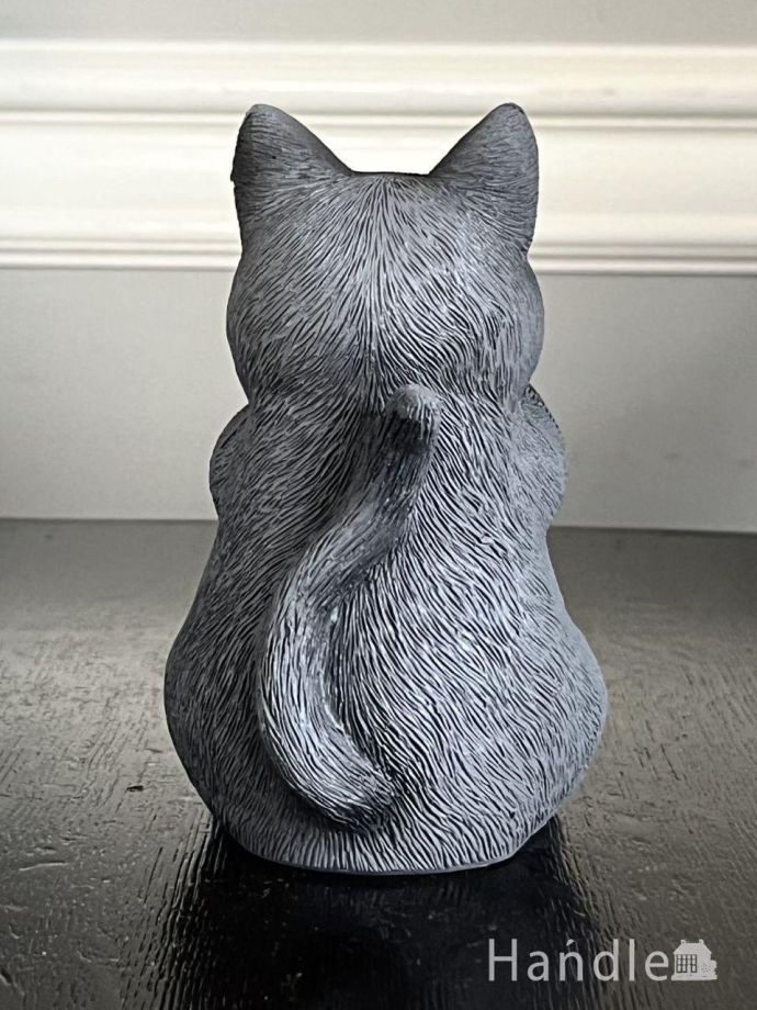 黒い猫ちゃんの可愛いオブジェ、 口を押える「いわざる」猫ちゃん(n22