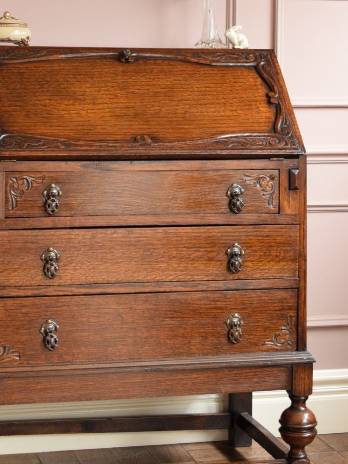 H110K64 イタリア製 象嵌細工 ライティングビューロー 鍵付き