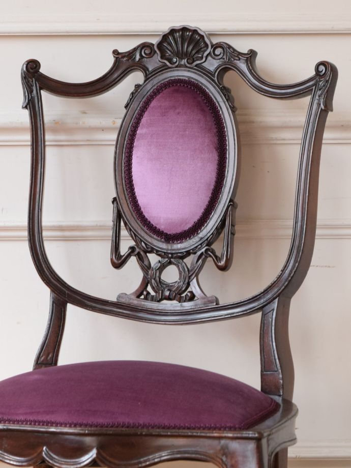 マホガニー材のヴィクトリアンチェア、英国アンティークの美しいサロン