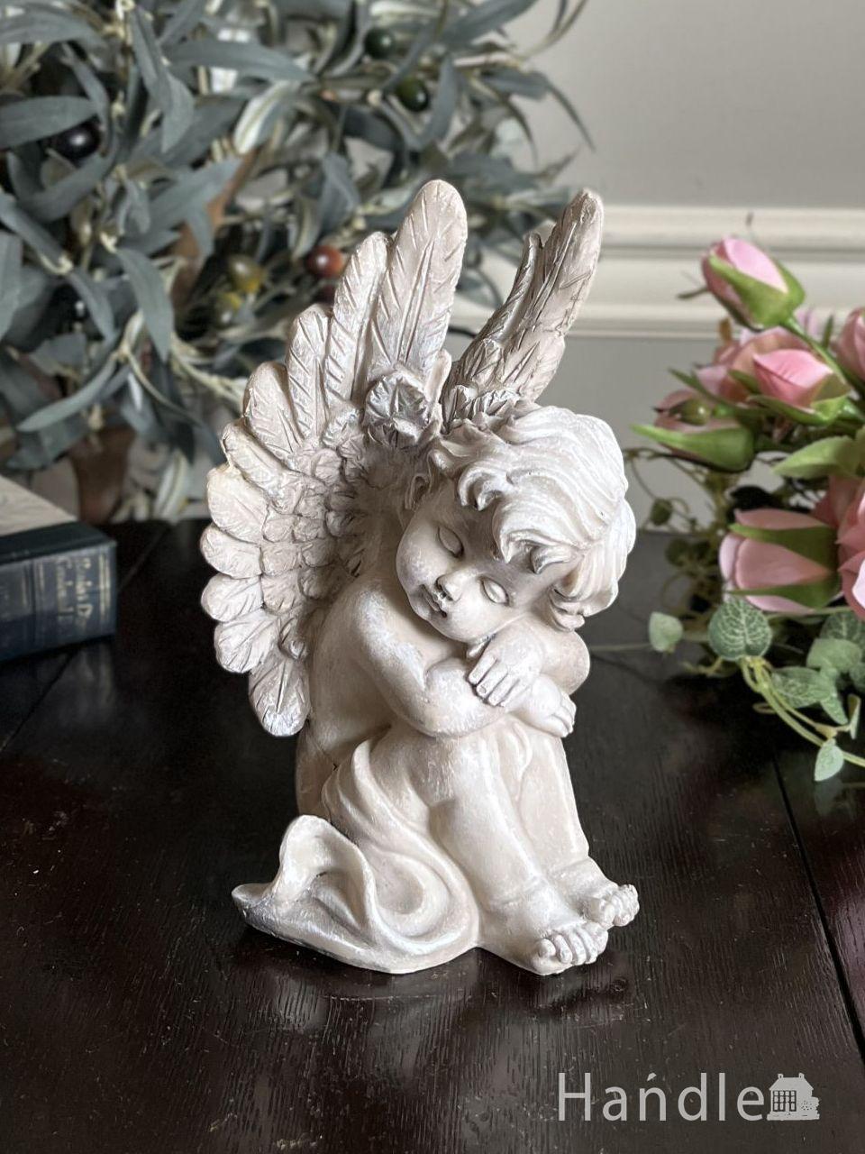フランスアンティーク調のオブジェ、お昼寝する可愛いエンジェル(n22