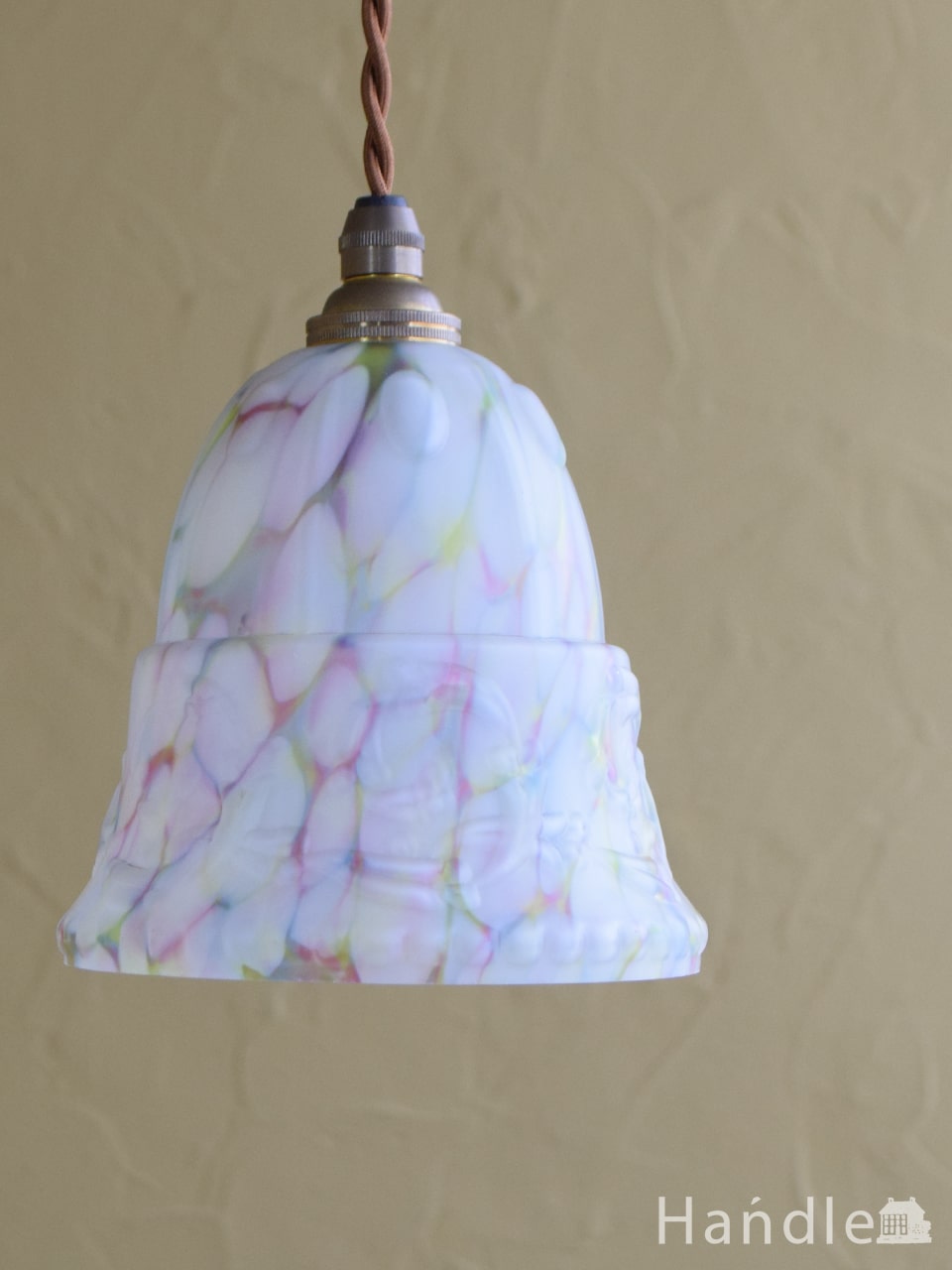 英国アンティークのペンダントライト、幻想的なマーブルガラスの照明