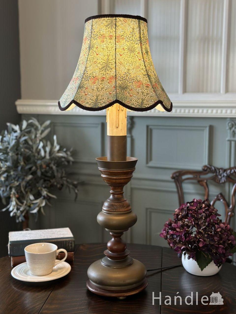 フランスから到着、ベビーピンクが優しく灯るアンティーク布シェード(m