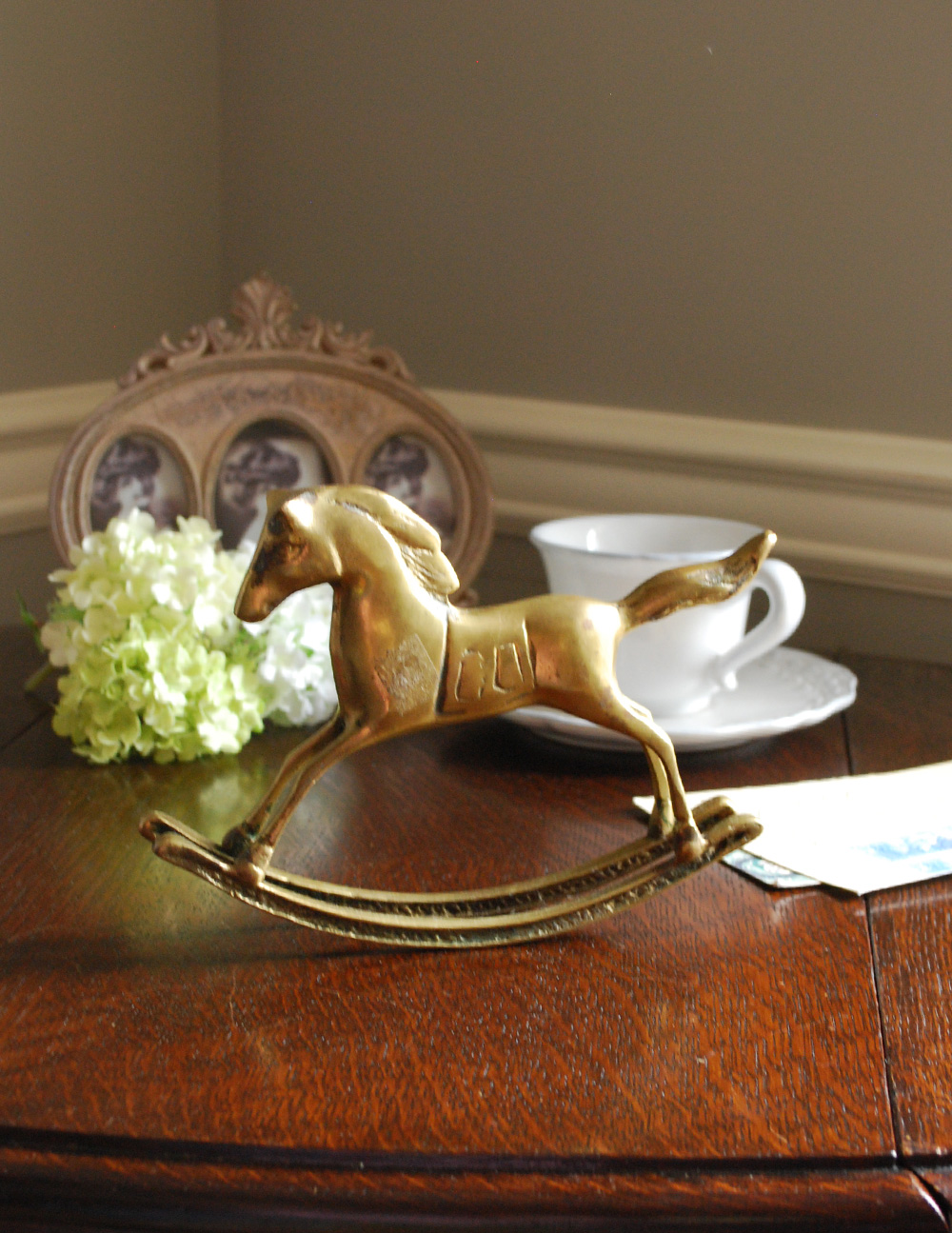 真鍮製のアンティーク雑貨、オシャレなロッキングホース（木馬）(m