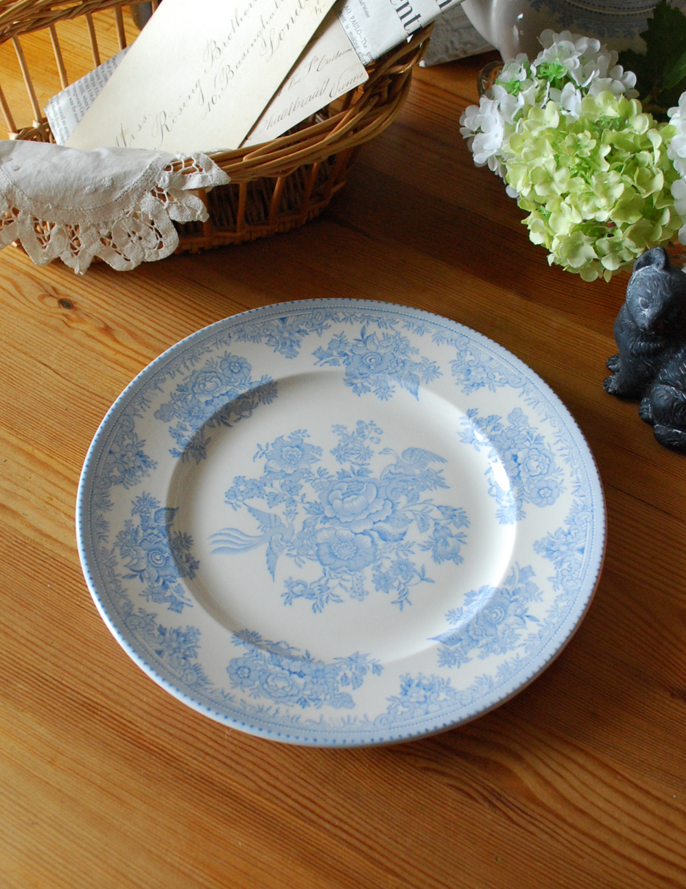 英国バーレイ社のブルーアジアティックフェザンツのプレートM 22cm(n1