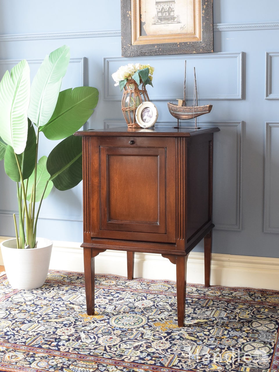 フランスアンティーク木製ベッドサイドキャビネット/ナイトテーブル90