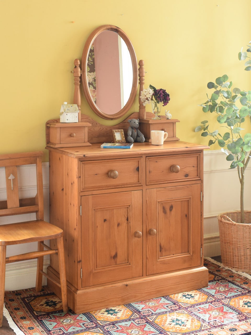 三面鏡の付いた優雅なアンティークドレッシングテーブル（鏡台）(k