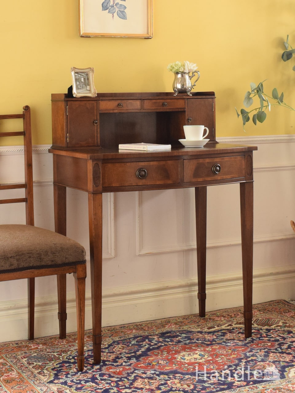 書斎で楽しむ英国アンティークのデスク、大人の勉強机(j-1461-f