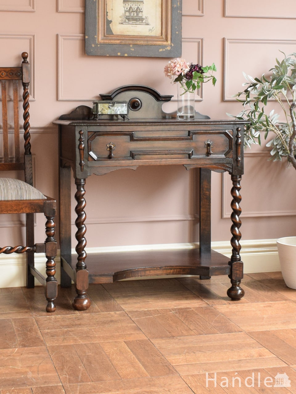 イギリス アンティーク 家具 ホールテーブル コンソール 花台 木製