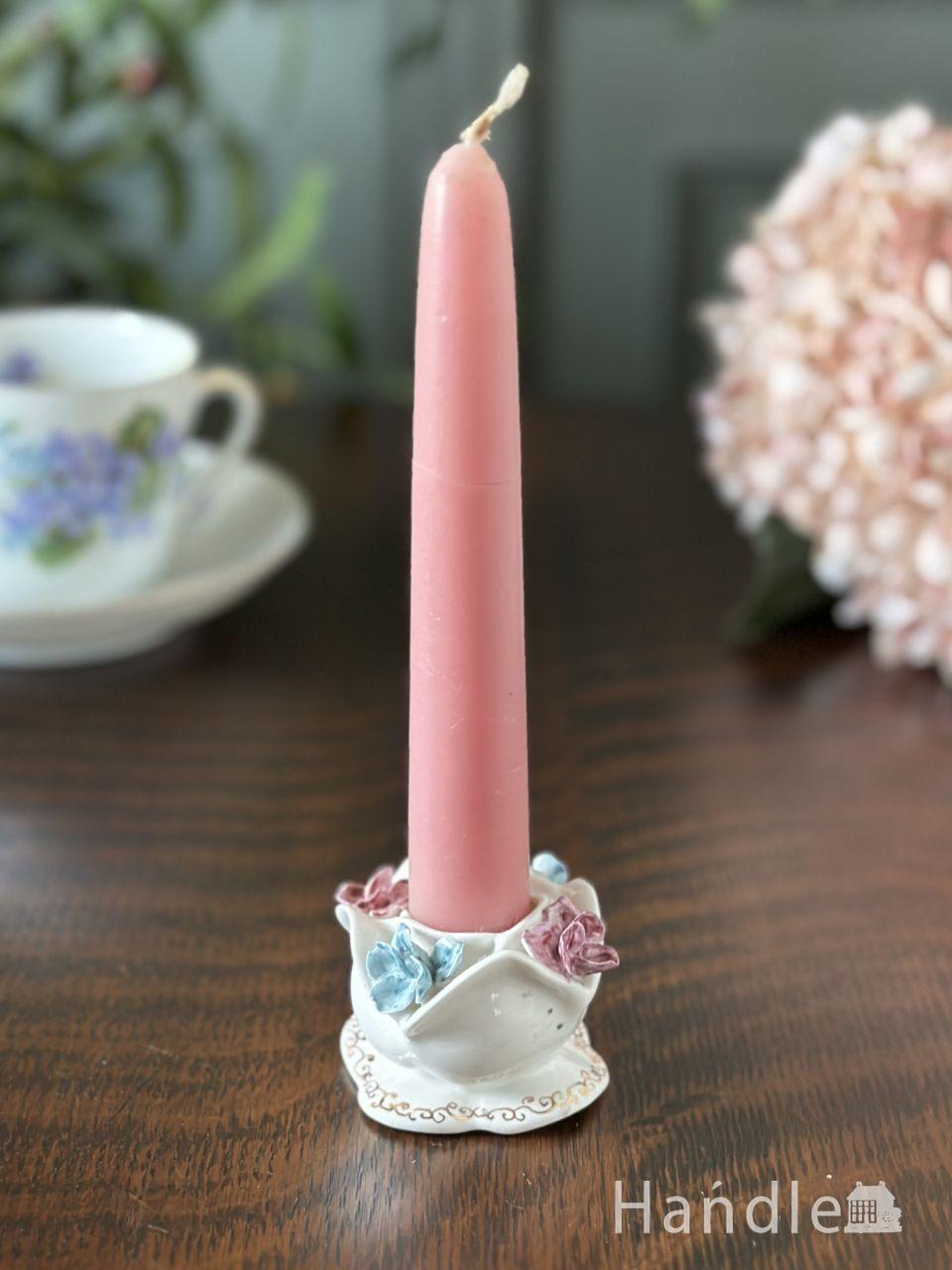 イギリスのアンティーク雑貨、ツイストデザインの木製のキャンドル