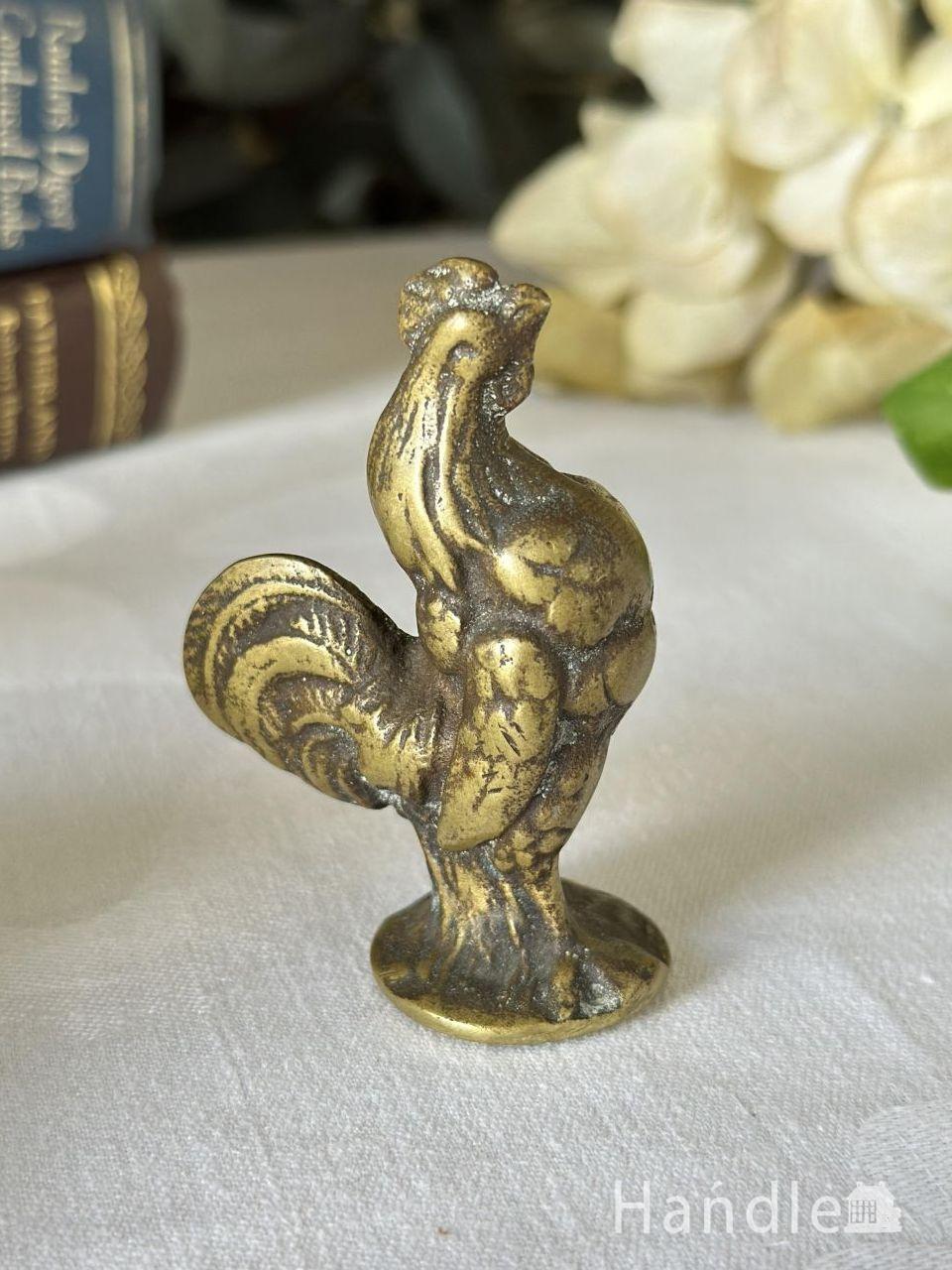 イギリスから届いたニワトリのオブジェ、英国アンティークの真鍮製