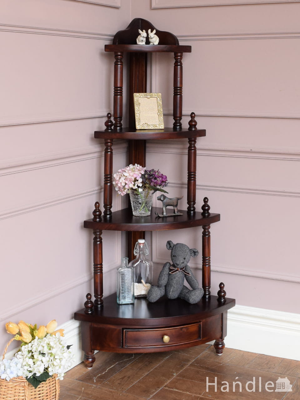 アンティーク風のおしゃれな書斎机、シャビーシックなフレンチペイント