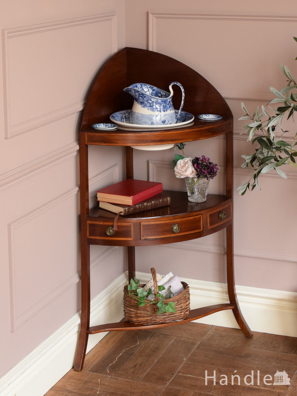 英国のアンティーク家具、引き出し付きのブックシェルフ（本棚）(m-525