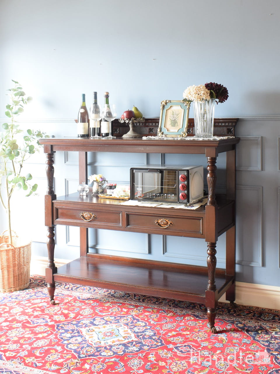 英国アンティークのオーク材の本棚、おしゃれなオープンシェルフ(j